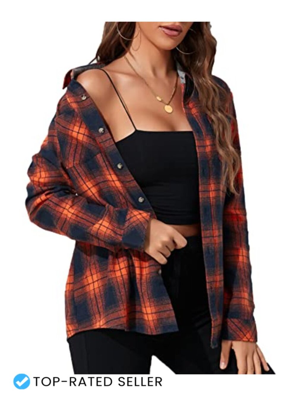 Women's Oversized Plaid Flannel Button Down Long Sleeve Shirt